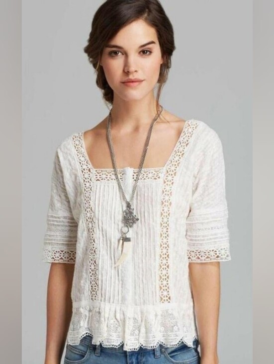 Free People Tops - Free People Sweet Jane Lacework Top
